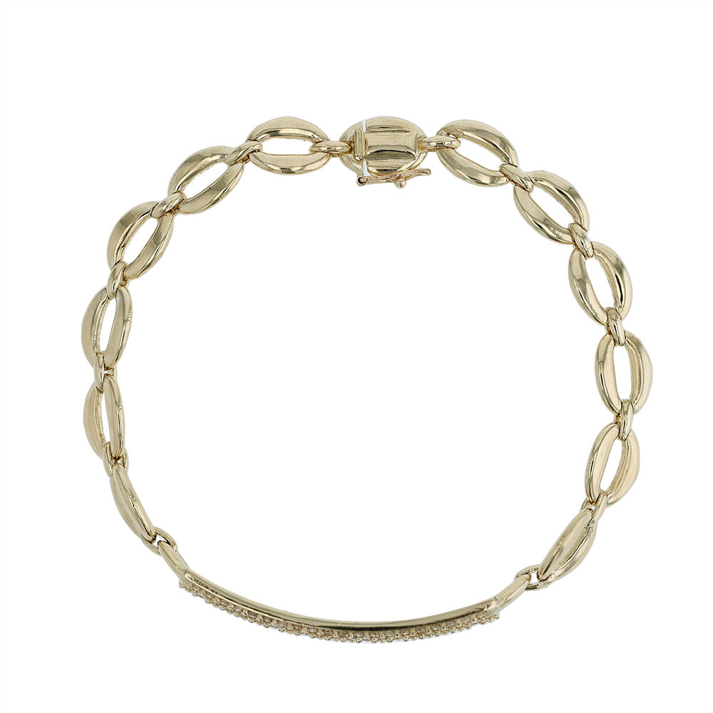 14k Yellow Gold Diamond ID Bracelet