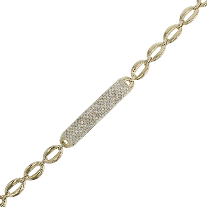 14k Yellow Gold Diamond ID Bracelet