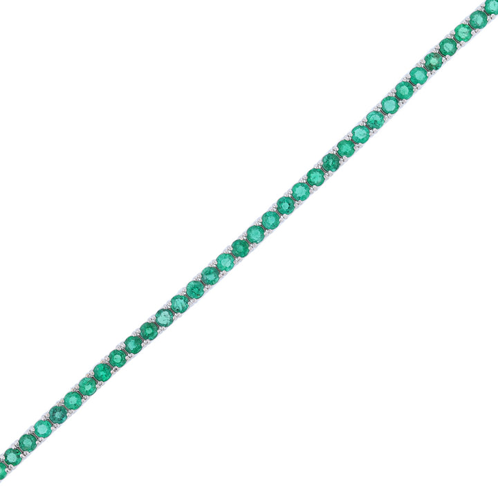 14K White Gold Emerald Tennis Bracelet