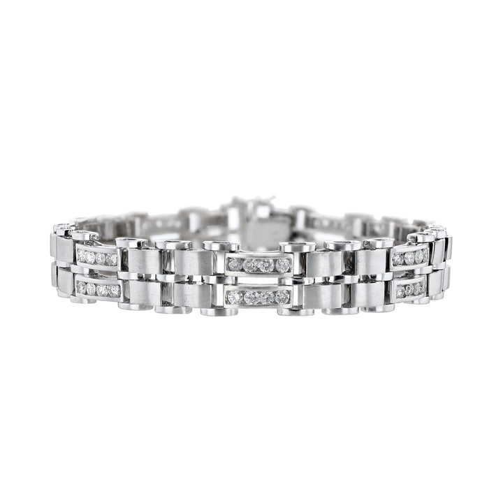Men's White Gold Link Diamond Bracelet