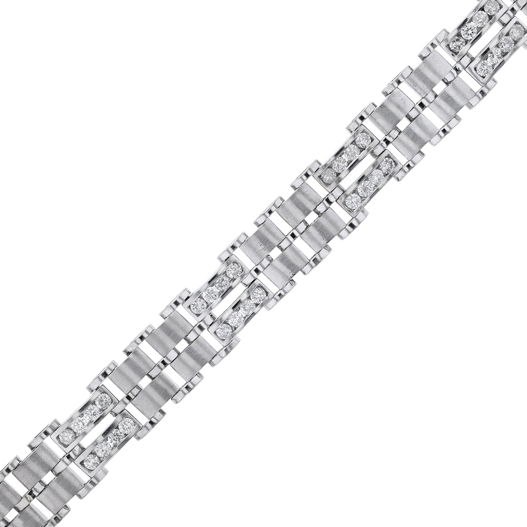 Men's White Gold Link Diamond Bracelet