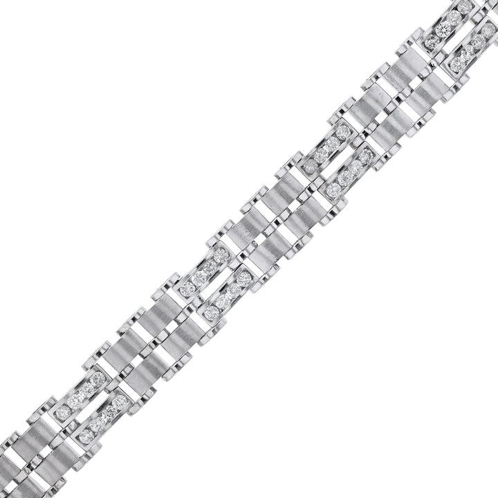 Men's White Gold Link Diamond Bracelet
