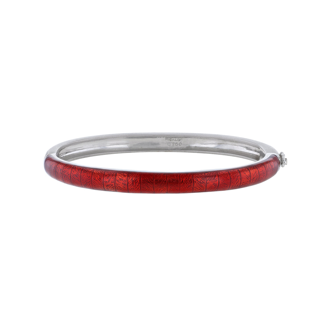 18K White Gold Diamond X Red Enamel Bangle Set