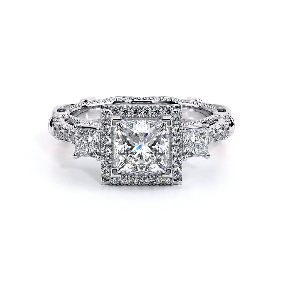 Parisian Pave' Princess Halo Diamond Ring