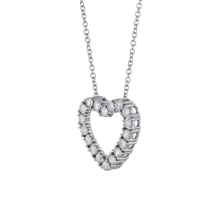 Round Diamond Heart Necklace, White Gold