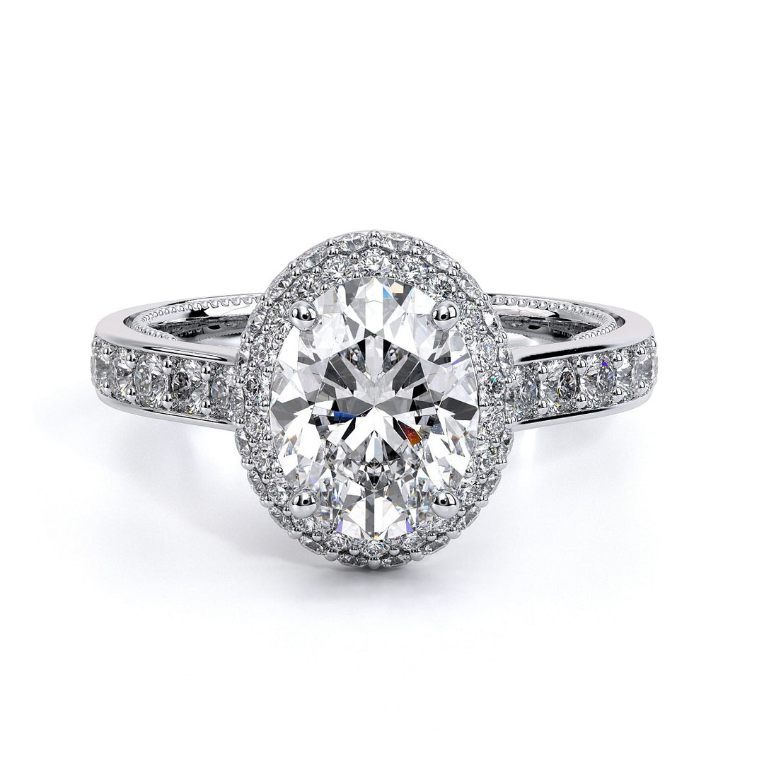 Insignia Oval Double Pave Halo Diamond Ring