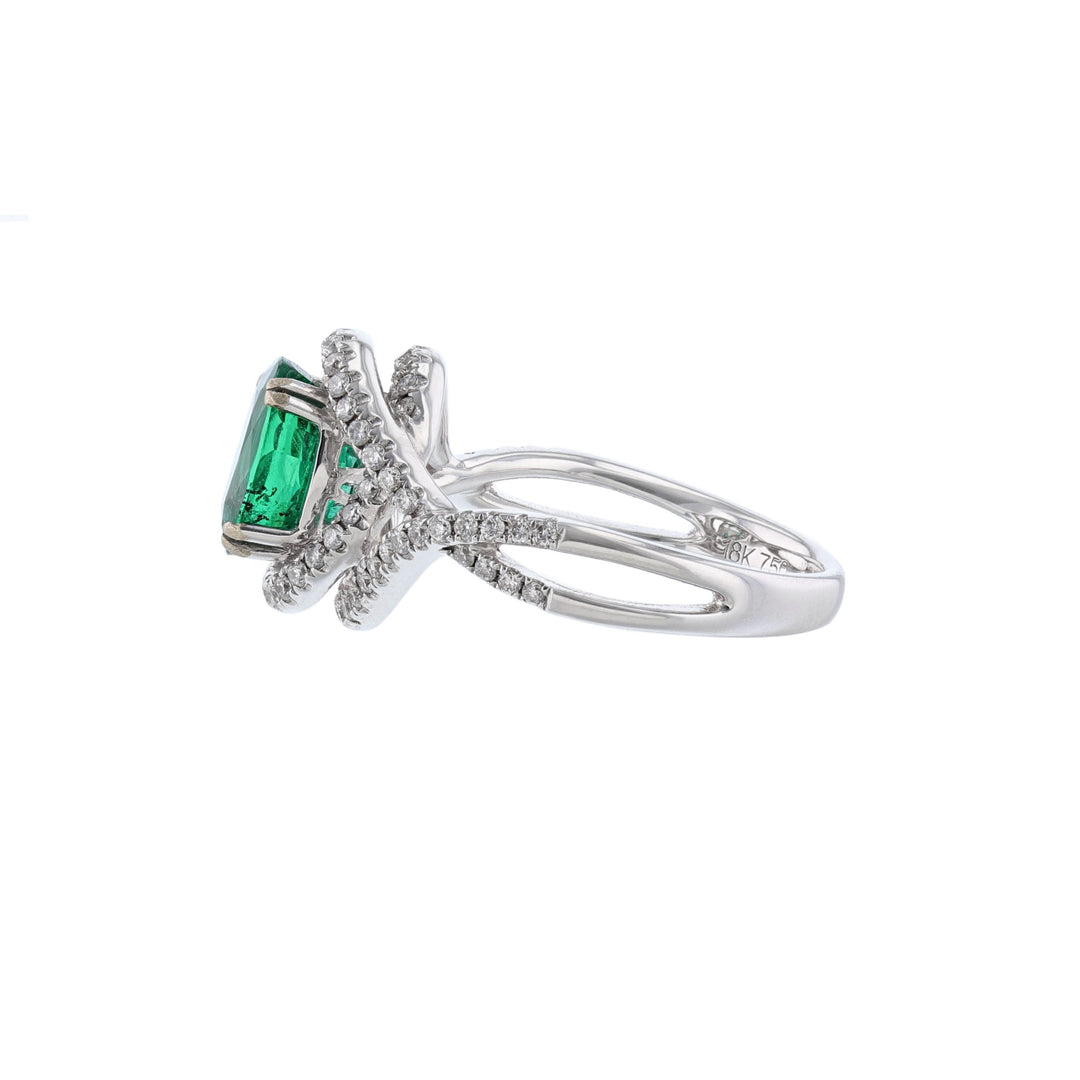 Oval Beryl Emerald Diamond Twist Ring