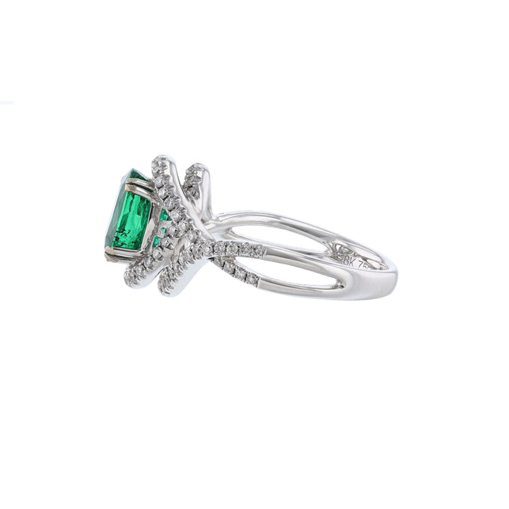 Oval Beryl Emerald Diamond Twist Ring