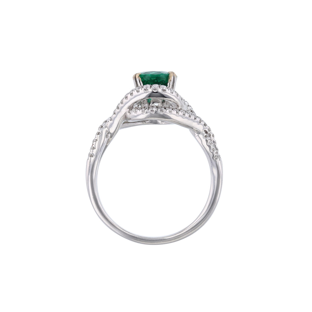 Oval Beryl Emerald Diamond Twist Ring