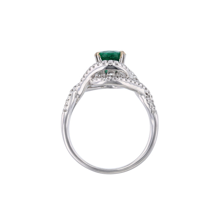 Oval Beryl Emerald Diamond Twist Ring