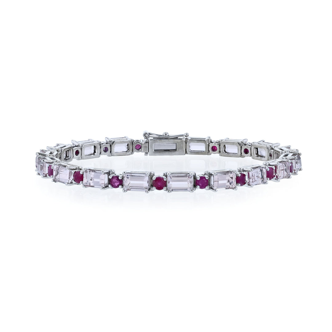 Ruby & Morganite Tennis Bracelet, 14.13ct.