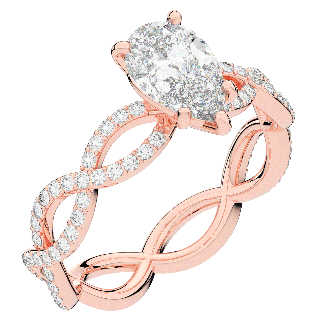 1.30CT.TW PEAR LAB DIAMOND TWIST BAND ENGAGEMENT RING - Nazarelle