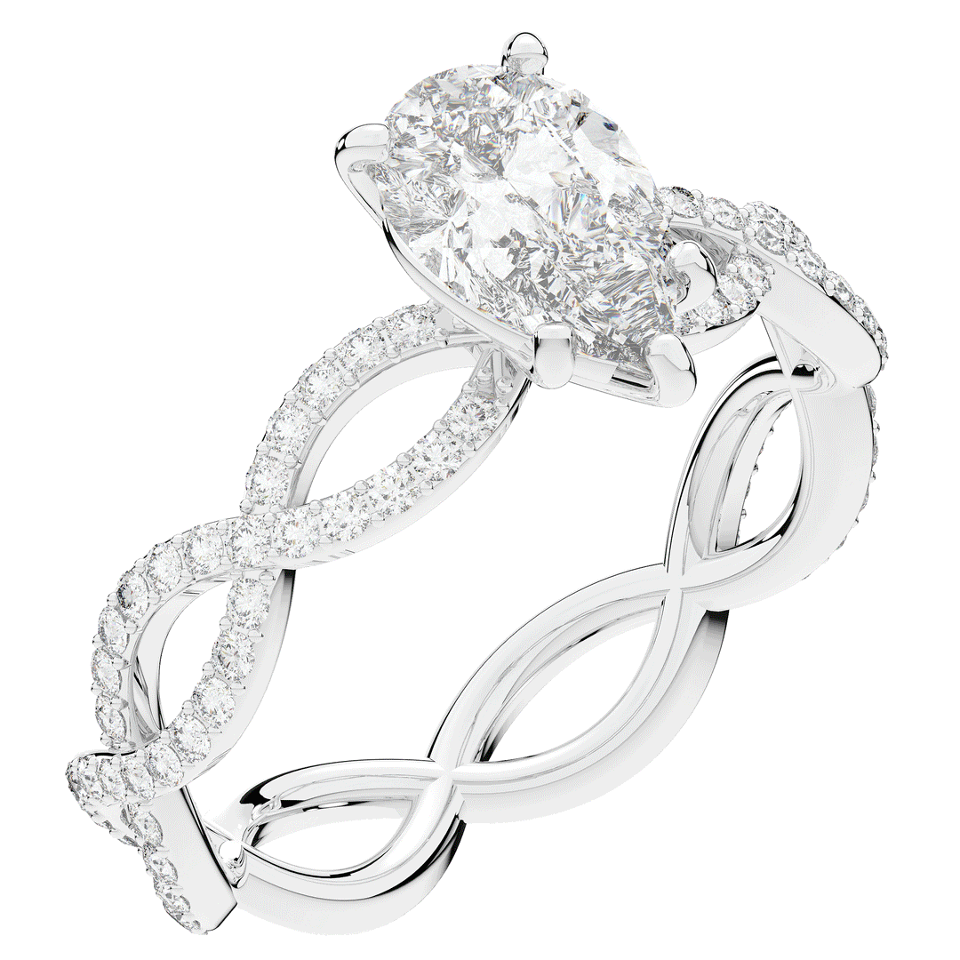 1.30CT.TW PEAR LAB DIAMOND TWIST BAND ENGAGEMENT RING - Nazarelle