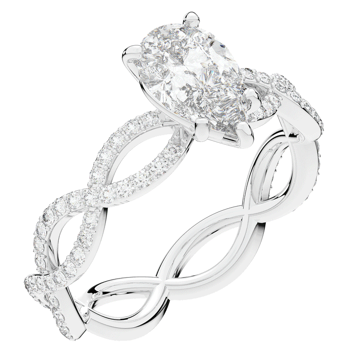 1.30CT.TW PEAR LAB DIAMOND TWIST BAND ENGAGEMENT RING - Nazarelle