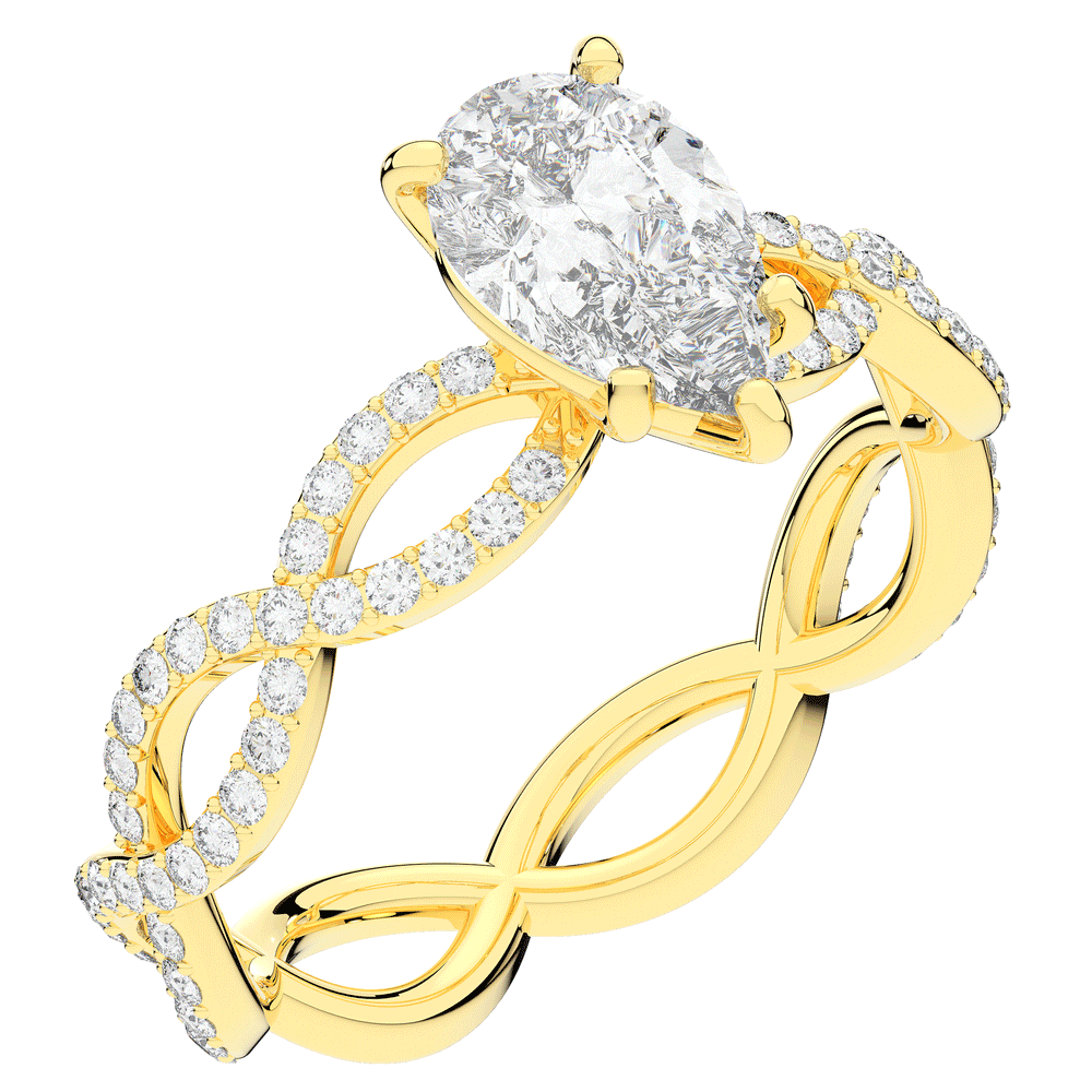 1.30CT.TW PEAR LAB DIAMOND TWIST BAND ENGAGEMENT RING - Nazarelle