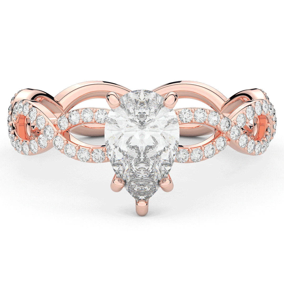 1.30CT.TW PEAR LAB DIAMOND TWIST BAND ENGAGEMENT RING - Nazarelle