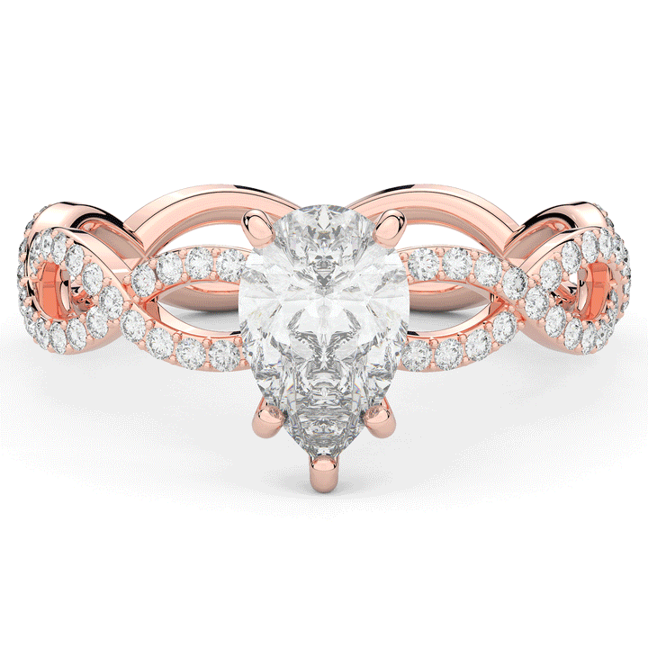 1.30CT.TW PEAR LAB DIAMOND TWIST BAND ENGAGEMENT RING - Nazarelle