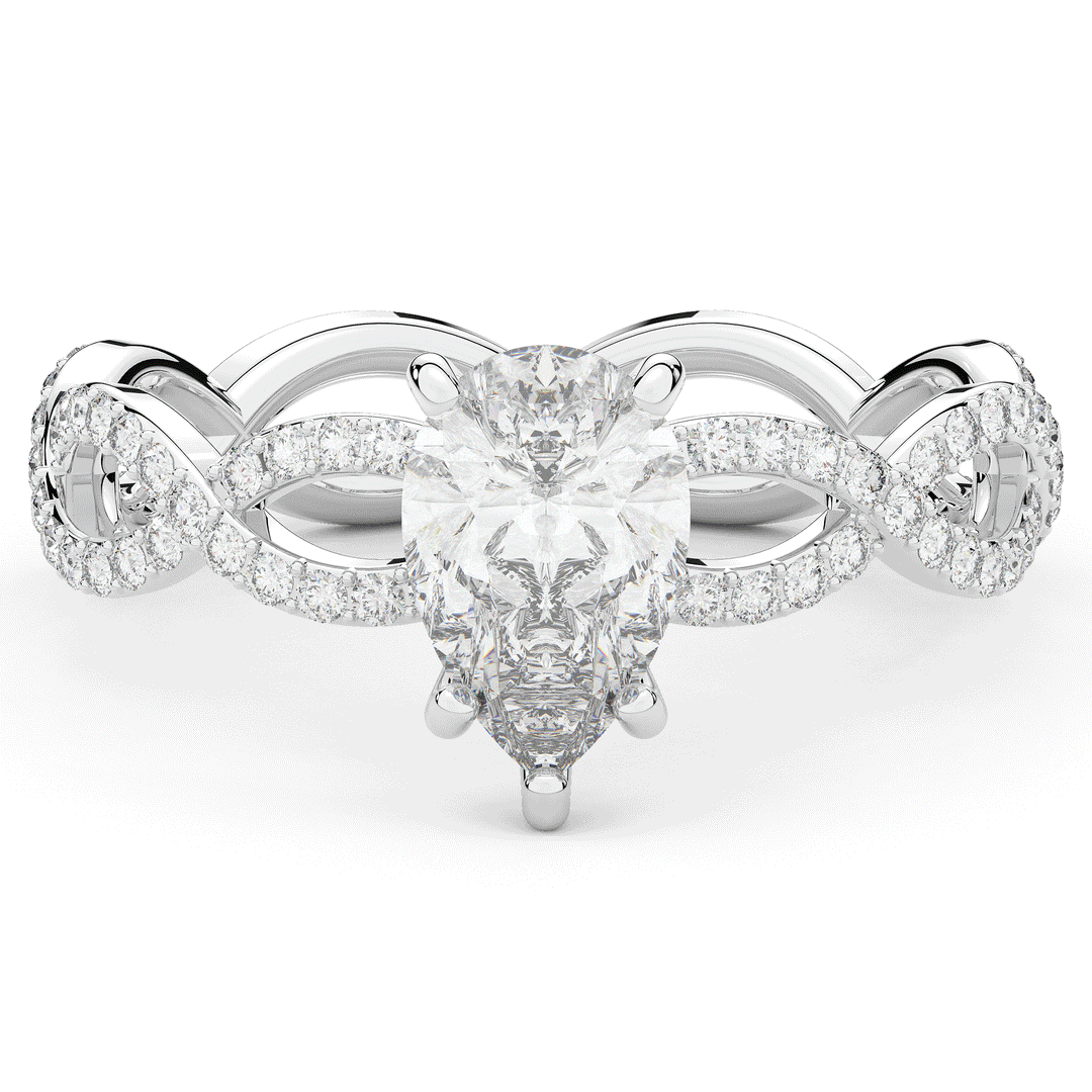 1.30CT.TW PEAR LAB DIAMOND TWIST BAND ENGAGEMENT RING - Nazarelle