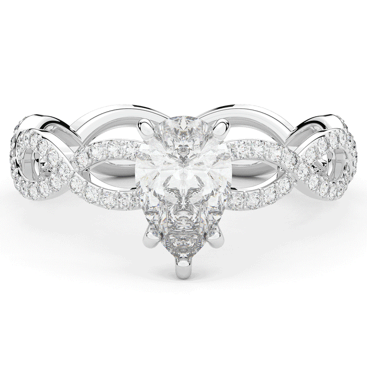 1.30CT.TW PEAR LAB DIAMOND TWIST BAND ENGAGEMENT RING - Nazarelle
