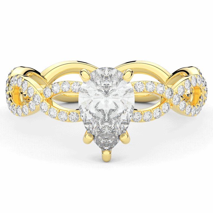 1.30CT.TW PEAR LAB DIAMOND TWIST BAND ENGAGEMENT RING - Nazarelle