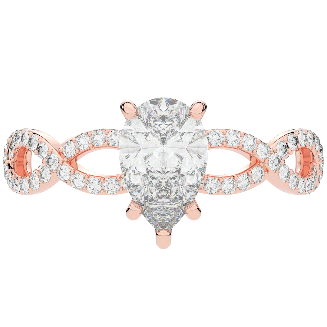1.30CT.TW PEAR LAB DIAMOND TWIST BAND ENGAGEMENT RING - Nazarelle