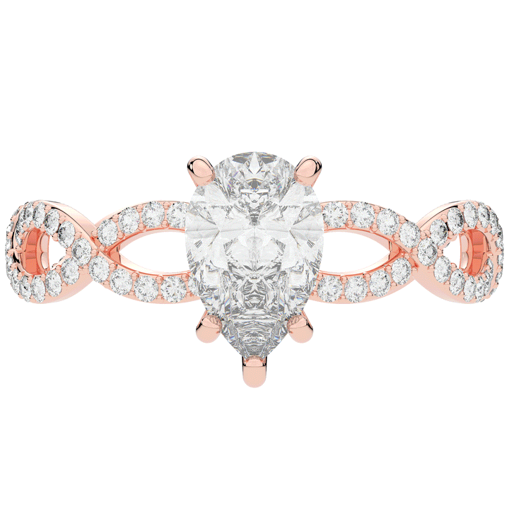 1.30CT.TW PEAR LAB DIAMOND TWIST BAND ENGAGEMENT RING - Nazarelle