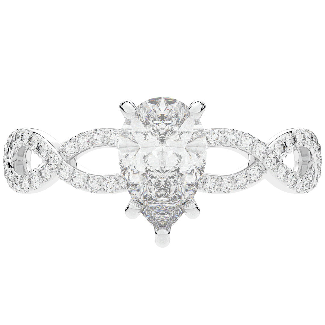 1.30CT.TW PEAR LAB DIAMOND TWIST BAND ENGAGEMENT RING - Nazarelle