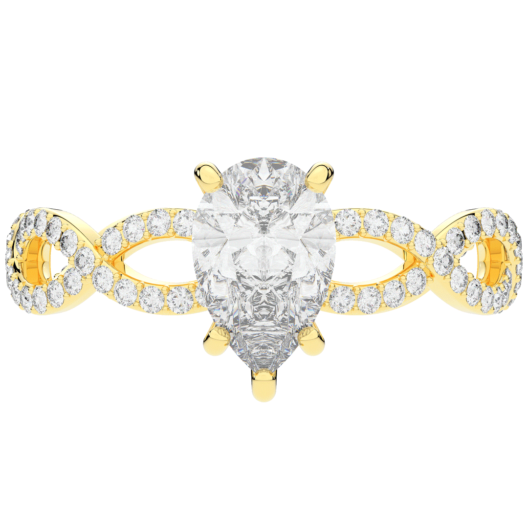 1.30CT.TW PEAR LAB DIAMOND TWIST BAND ENGAGEMENT RING - Nazarelle