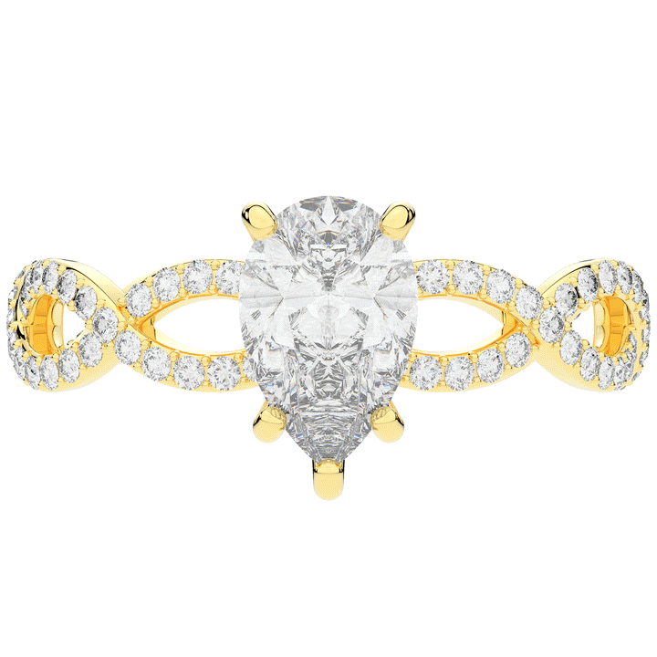 1.30CT.TW PEAR LAB DIAMOND TWIST BAND ENGAGEMENT RING - Nazarelle