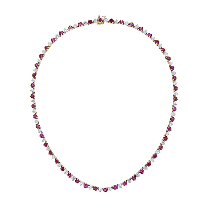 Alternating Ruby Diamond Collar Necklace