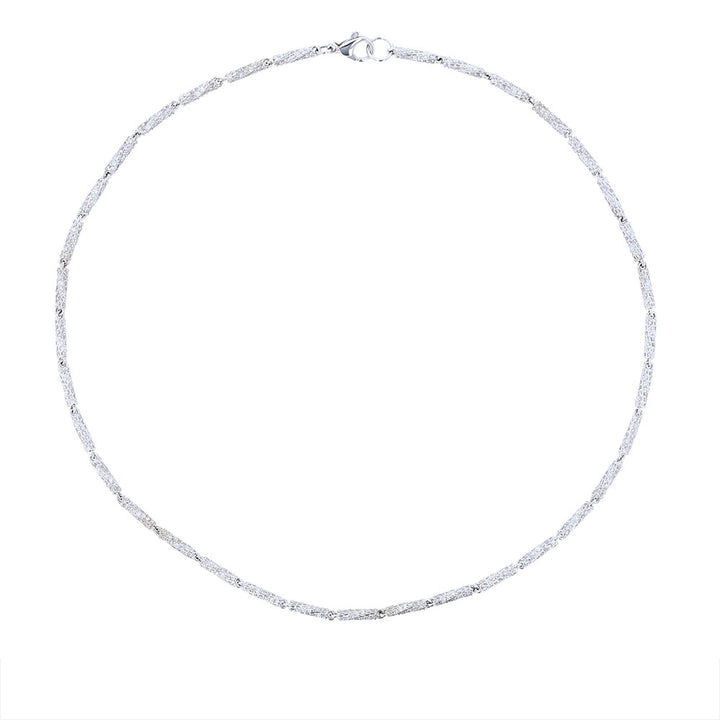 14K White Gold Barrel Link Necklace