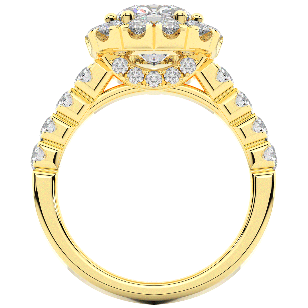 3.45CT.TW CUSHION LAB DIAMOND HALO ENGAGEMENT RING - Nazarelle