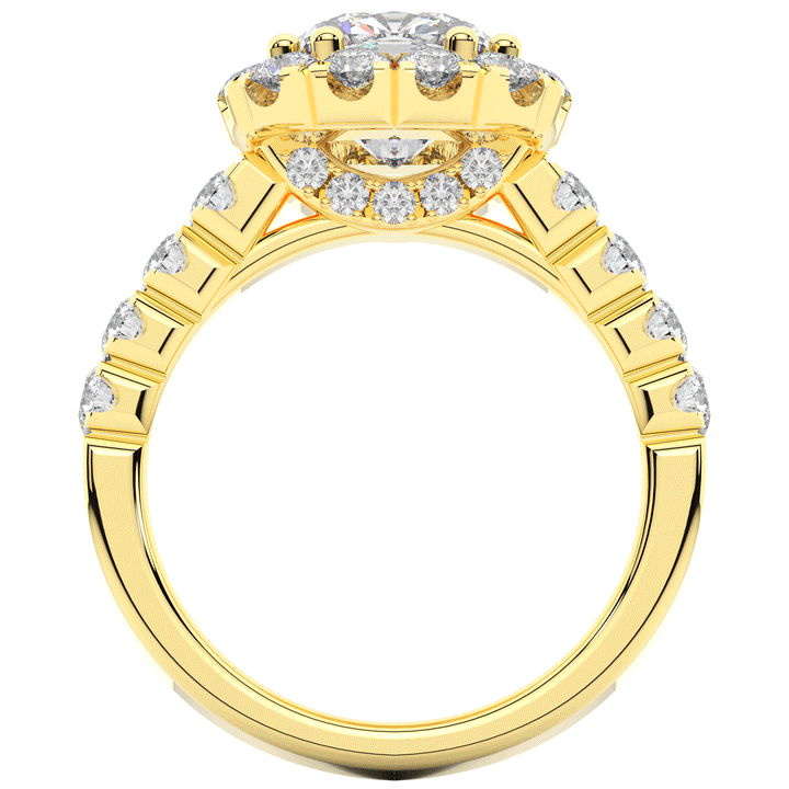 3.45CT.TW CUSHION LAB DIAMOND HALO ENGAGEMENT RING - Nazarelle