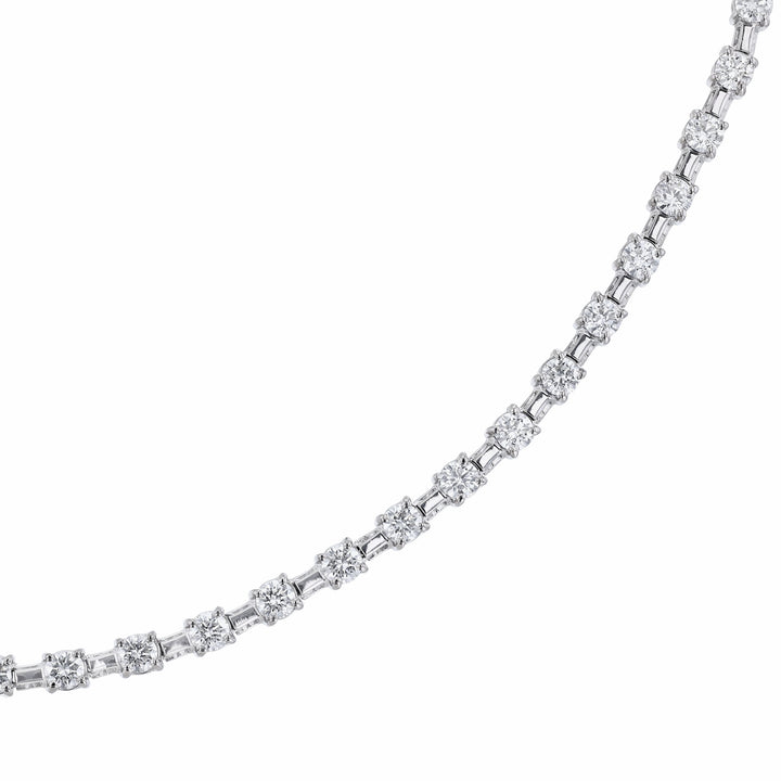 18K White Gold Diamond Tennis Necklace, 6.77ct