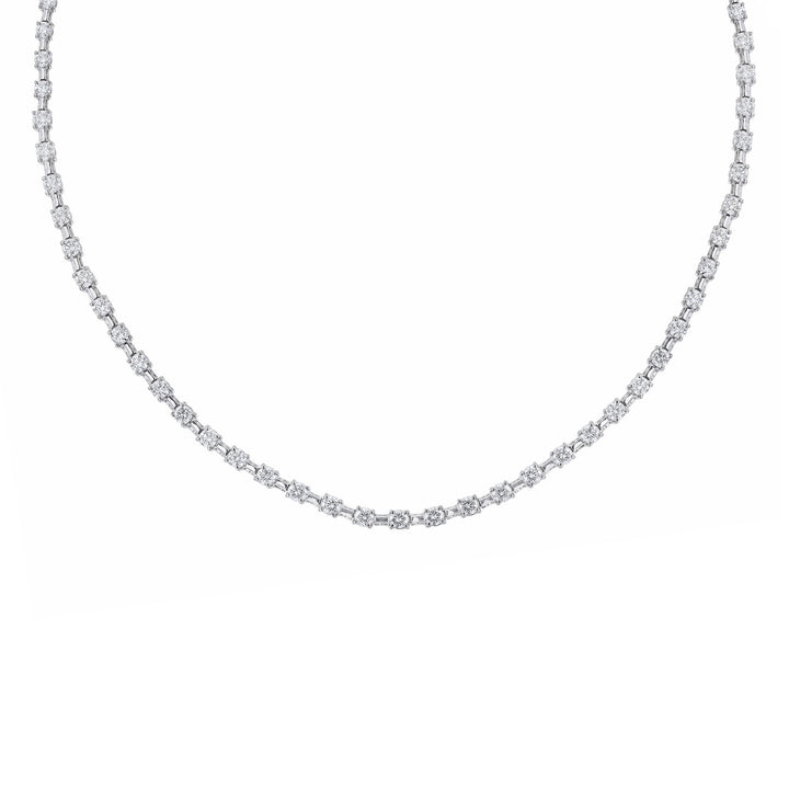 18K White Gold Diamond Tennis Necklace, 6.77ct