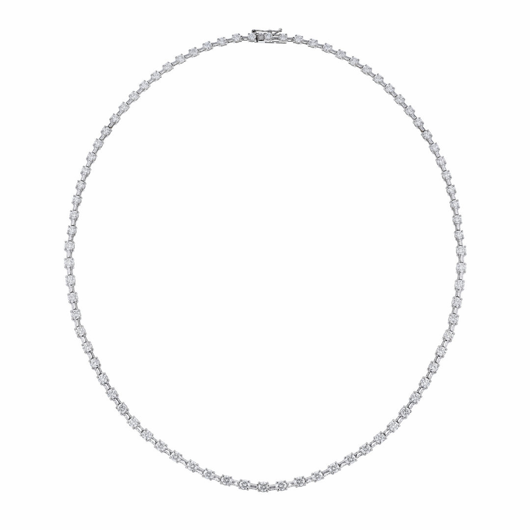 18K White Gold Diamond Tennis Necklace, 6.77ct