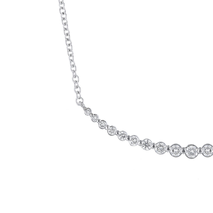 Diamond Curved Bar Pendant Necklace, 0.84ct