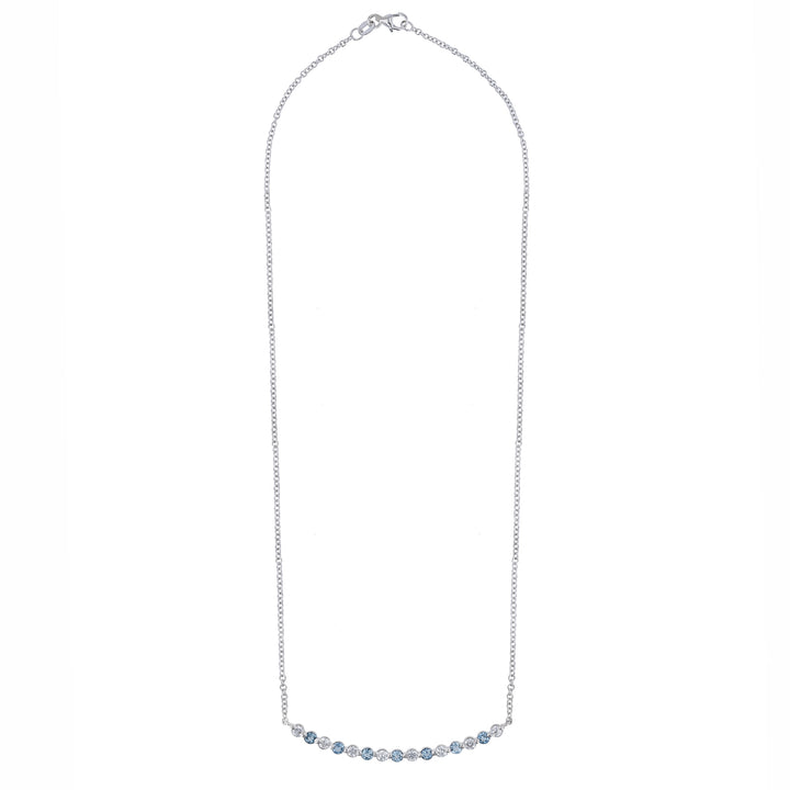 Aquamarine Diamond Curved Bar Necklace