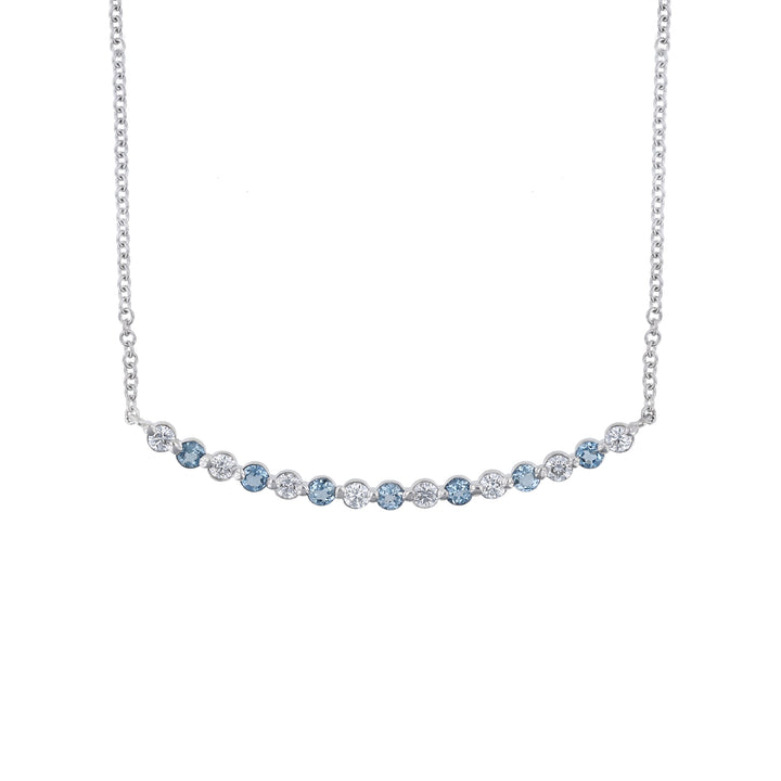 Aquamarine Diamond Curved Bar Necklace