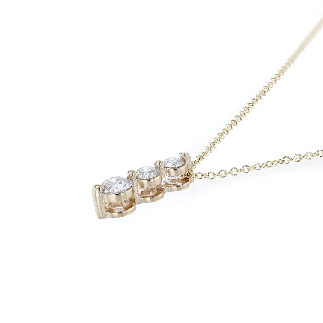 Triple Bezel Diamond Necklace, 14K Yellow Gold