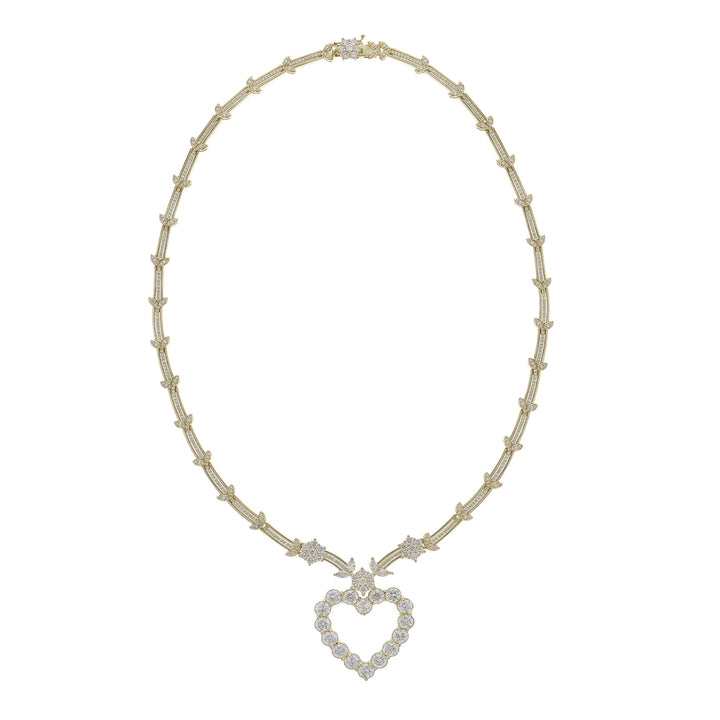 18K Yellow Gold Diamond Heart Collar Necklace