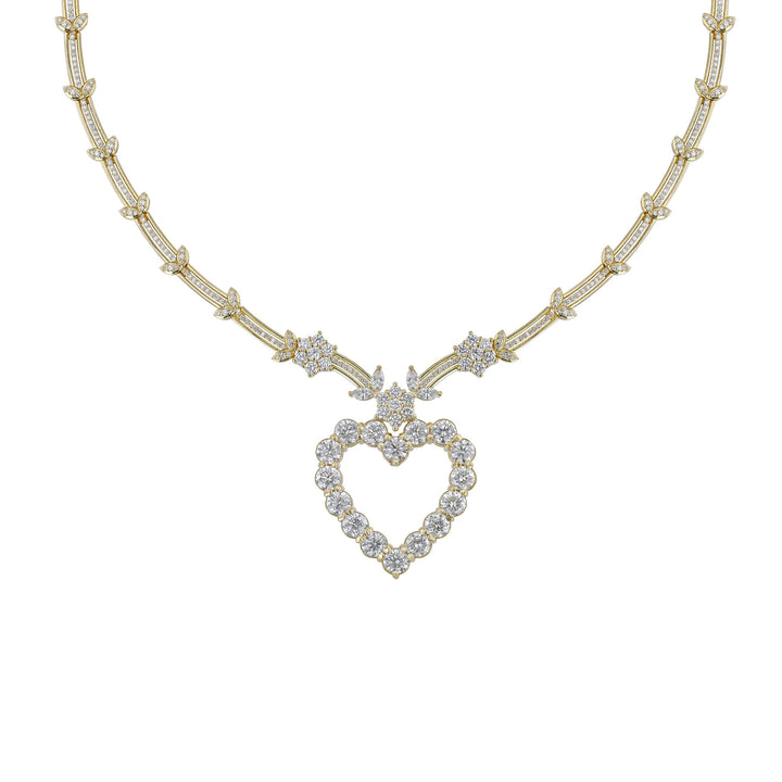 18K Yellow Gold Diamond Heart Collar Necklace