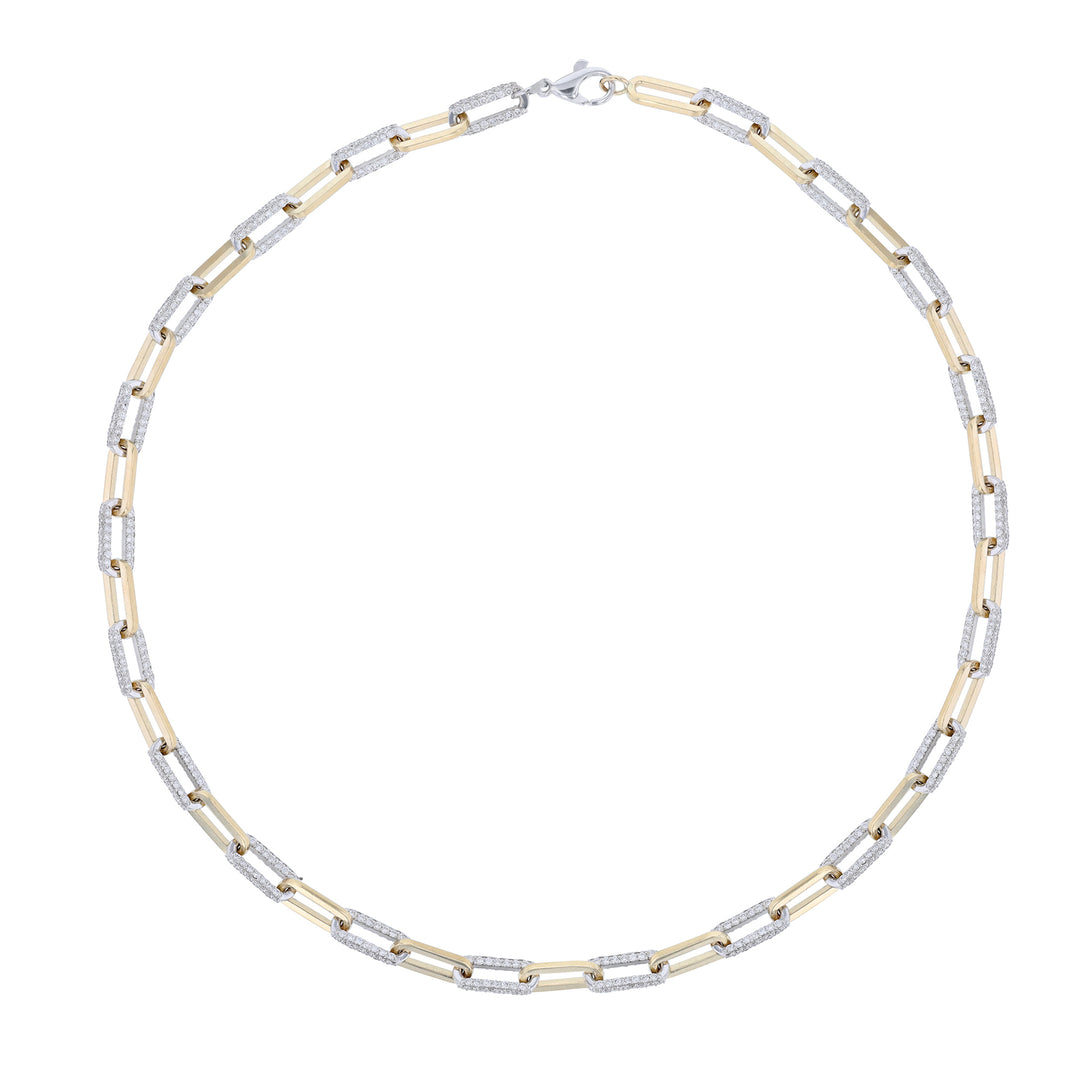 14K Two-Tone Paper Clip Chain Necklace