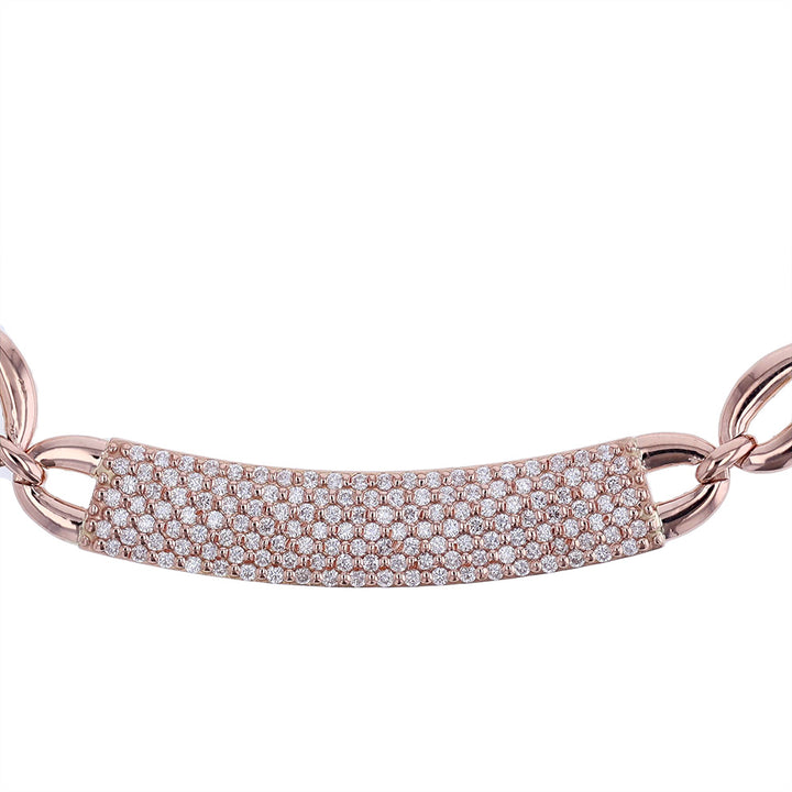 14k Rose Gold Diamond ID Link Necklace