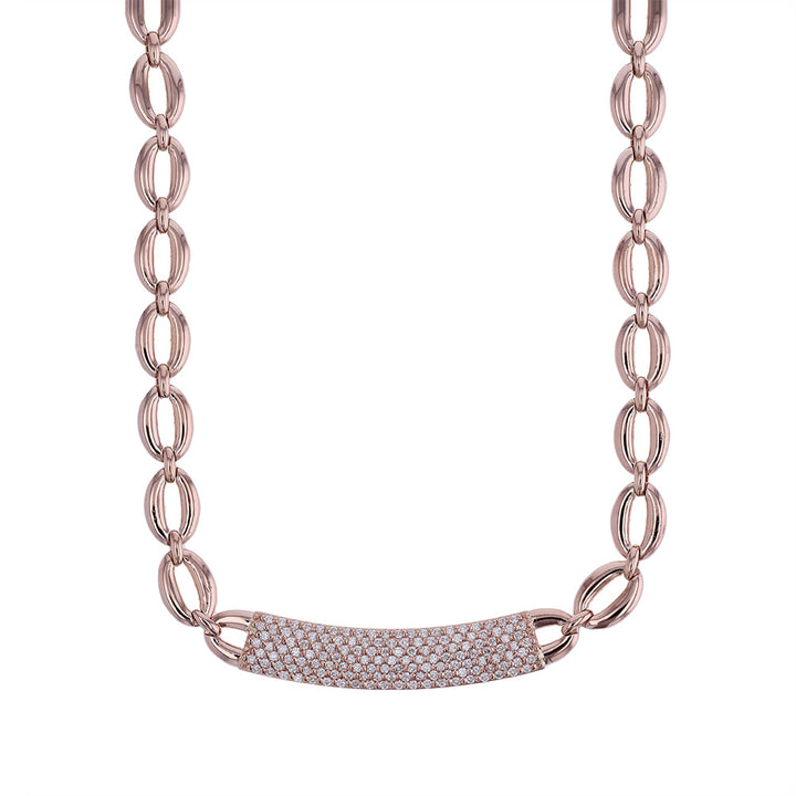 14k Rose Gold Diamond ID Link Necklace
