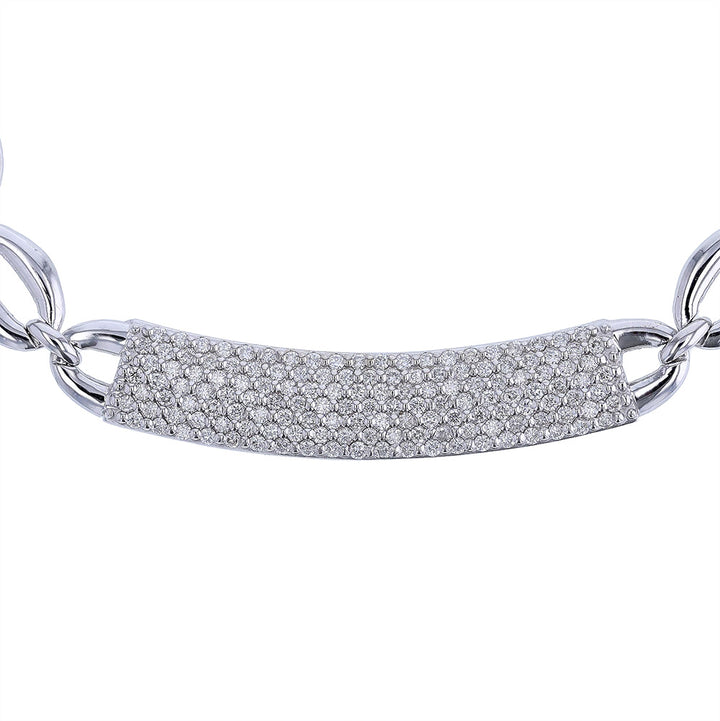 14k White Gold Diamond ID Link Necklace