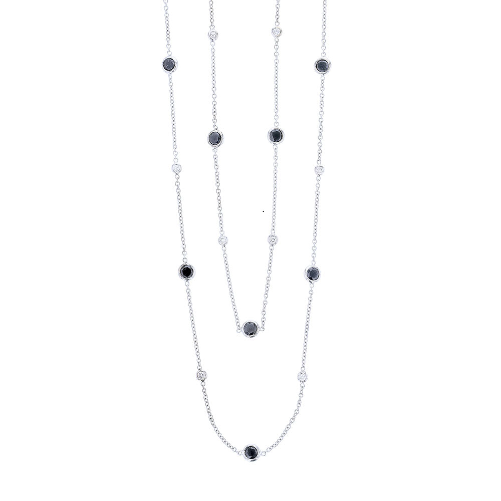 14k White Gold Black White Diamond Necklace