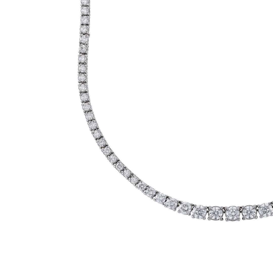 18K White Gold Diamond Half Tennis Necklace