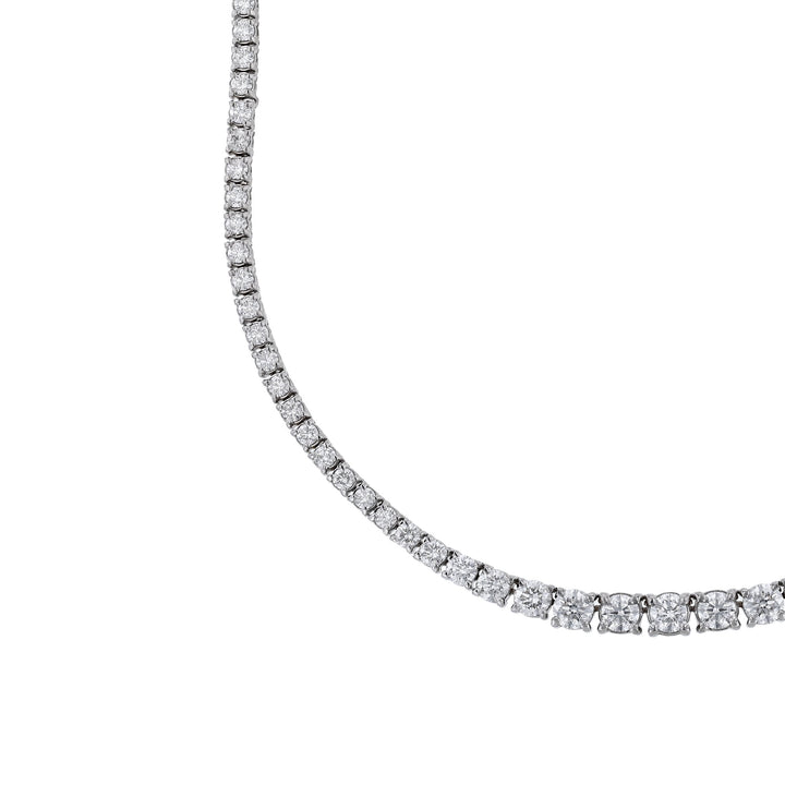 18K White Gold Diamond Half Tennis Necklace