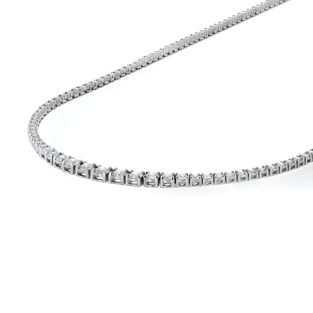 18K White Gold Diamond Half Tennis Necklace